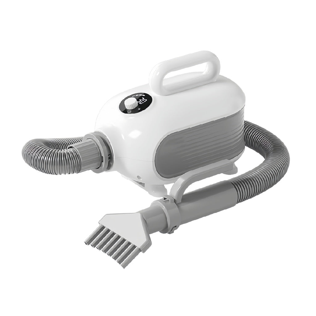 windvera High-Power Pet Hair Dryer with Adjustable Airflow and Temperature Control - White & Gray
