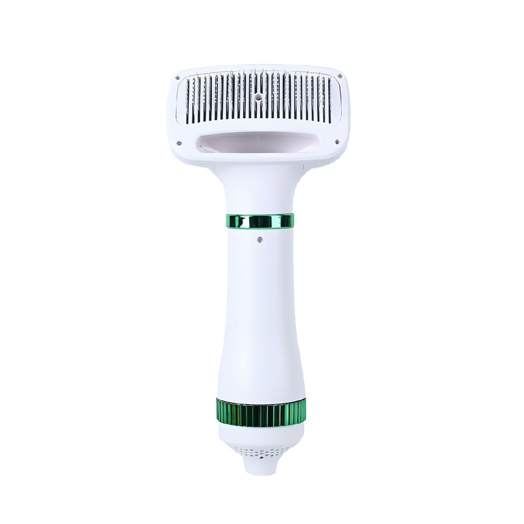 windvera Pet Grooming Hair Dryer Brush with Adjustable Temperature and Airflow - White & Green