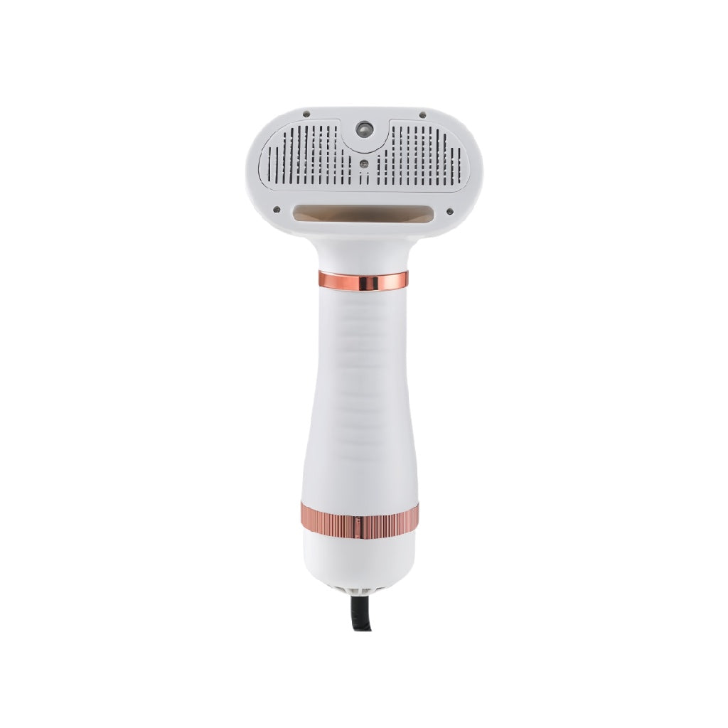 windvera Pet Grooming Dryer Brush with Adjustable Heat Settings - White & Gold