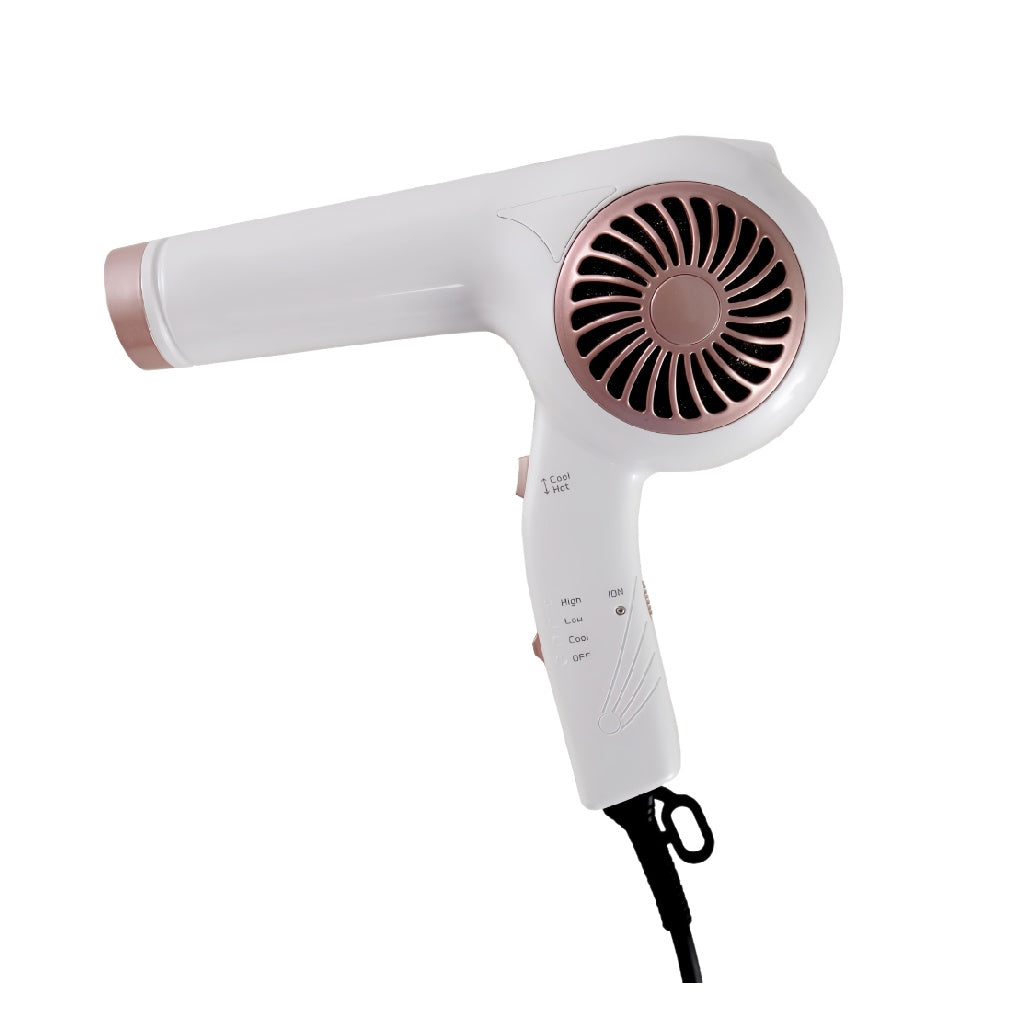 windvera Ionic Hair Dryer with Cool & Hot Air Function and Adjustable Settings - White & Rose Gold